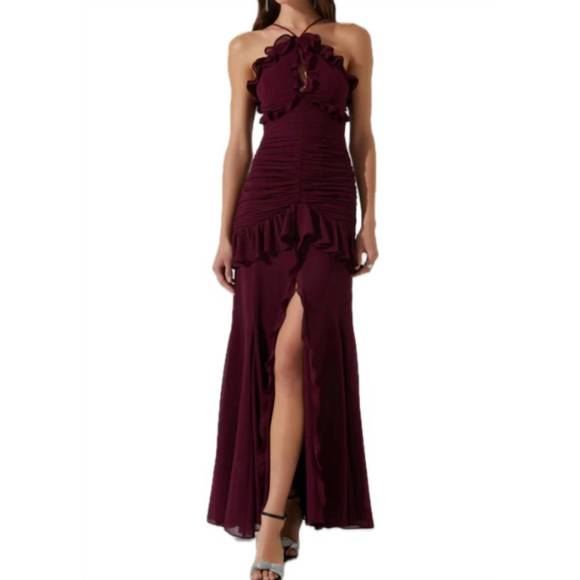 Astr Burgundy Maxi Dress - Picture 1 of 5
